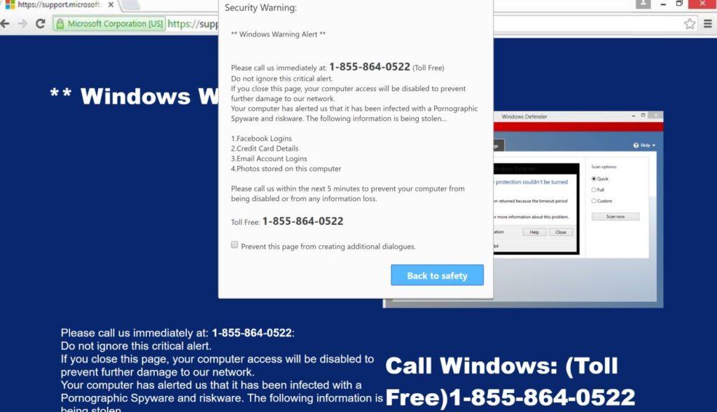 Remove Windows Defender Security Warning scam (Removal