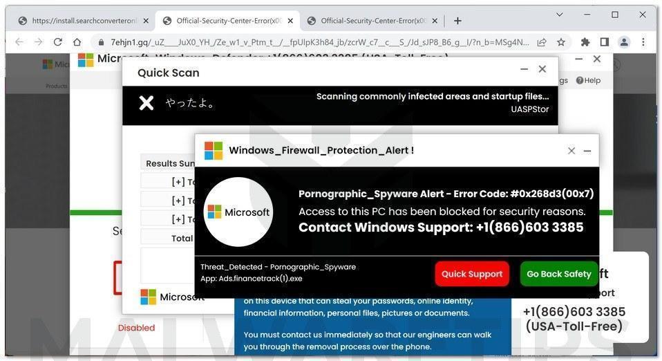 The "Pornographic_Spyware Alert Error Code 0x268d3(00x7)" Scam