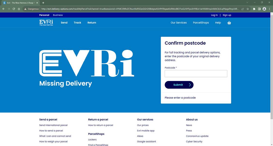 A Fake site That Steals Data