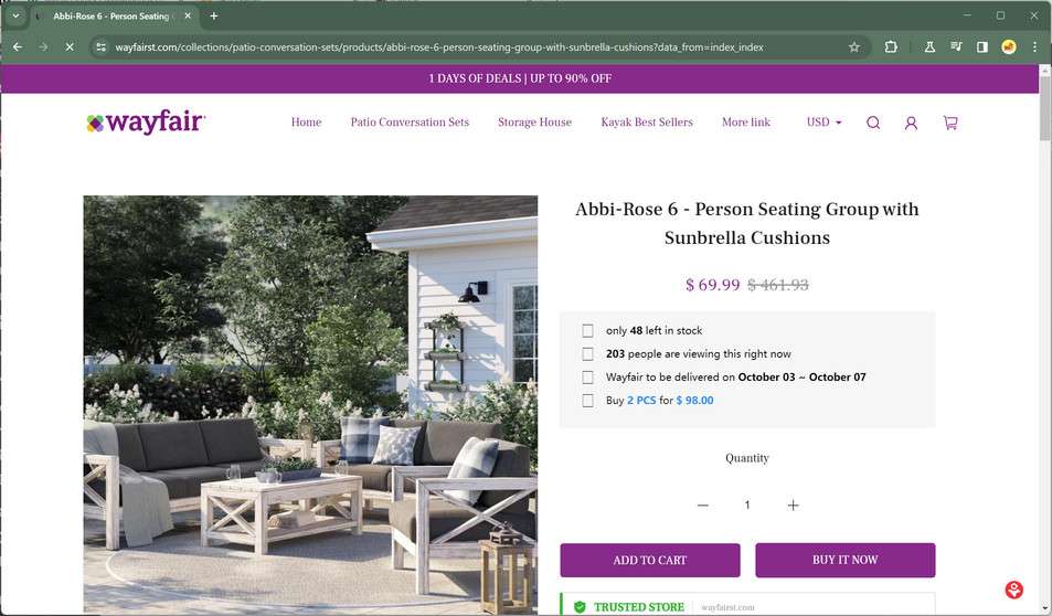 Scam Store A Fake Wayfair site
