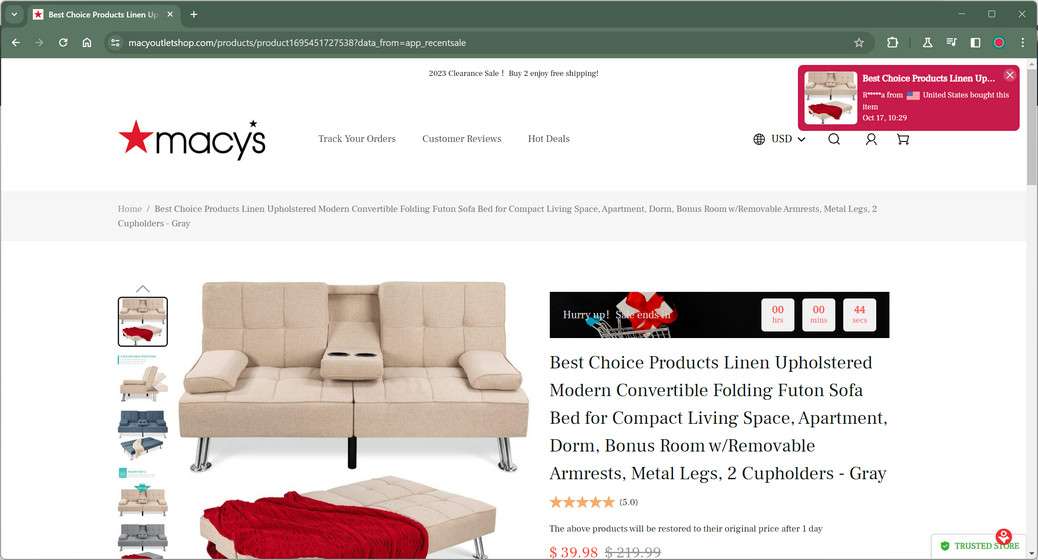 Scam Store A Fake Macy's site