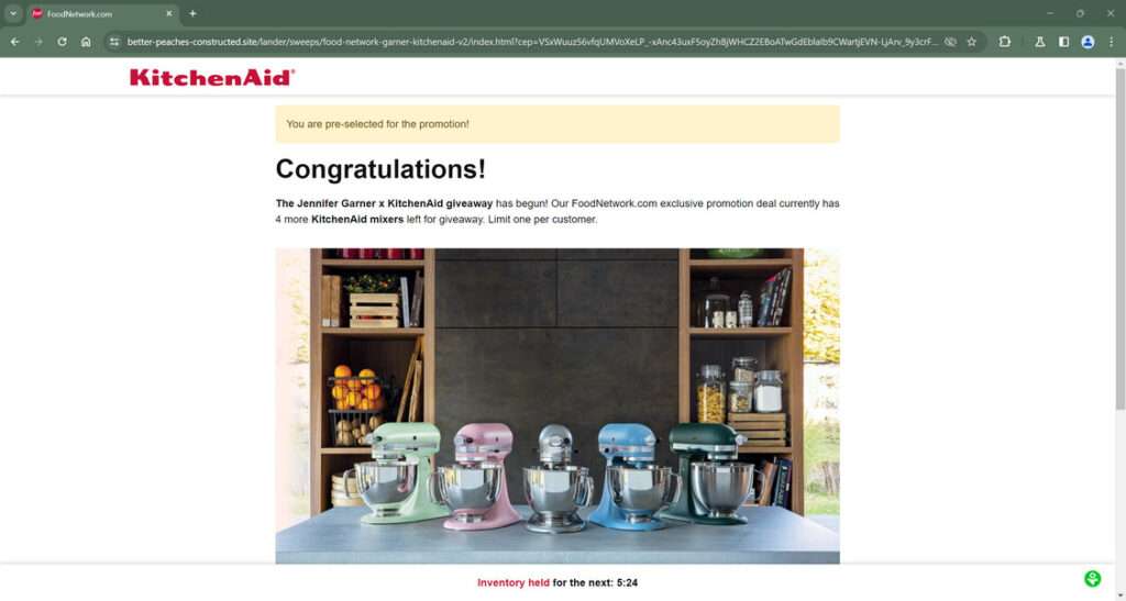 Beware The Fake Jennifer Garner X KitchenAid Mixer Giveaway Scam