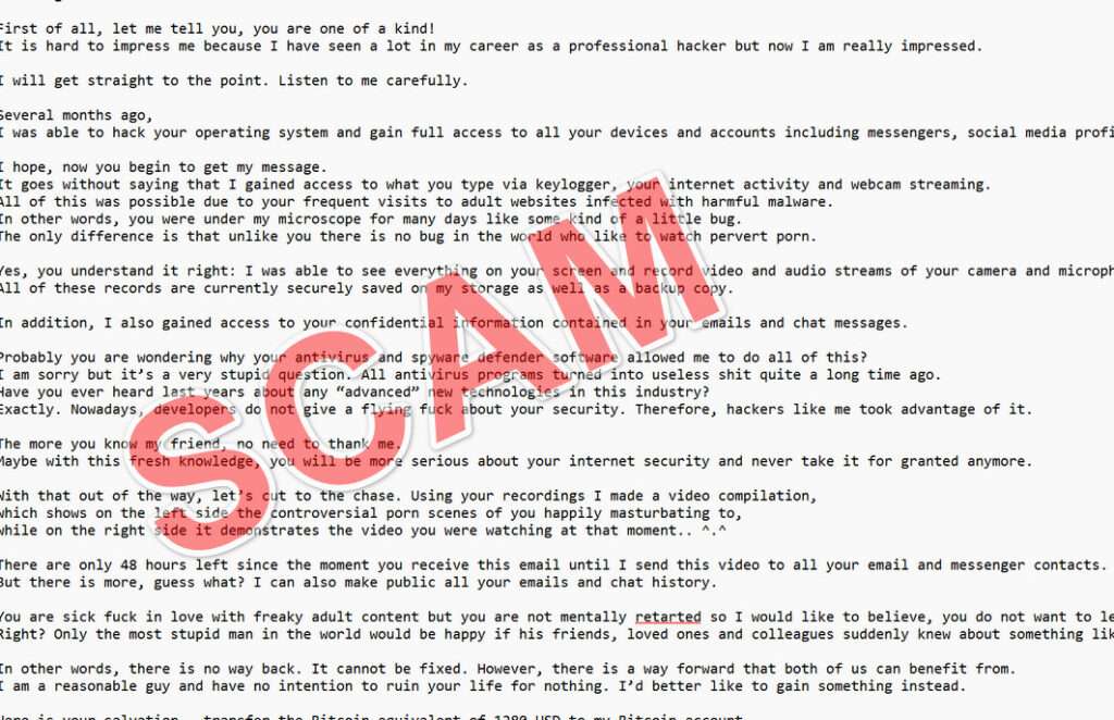 "I Own Very Sensitive Information About Your Web Activities" Scam Explained