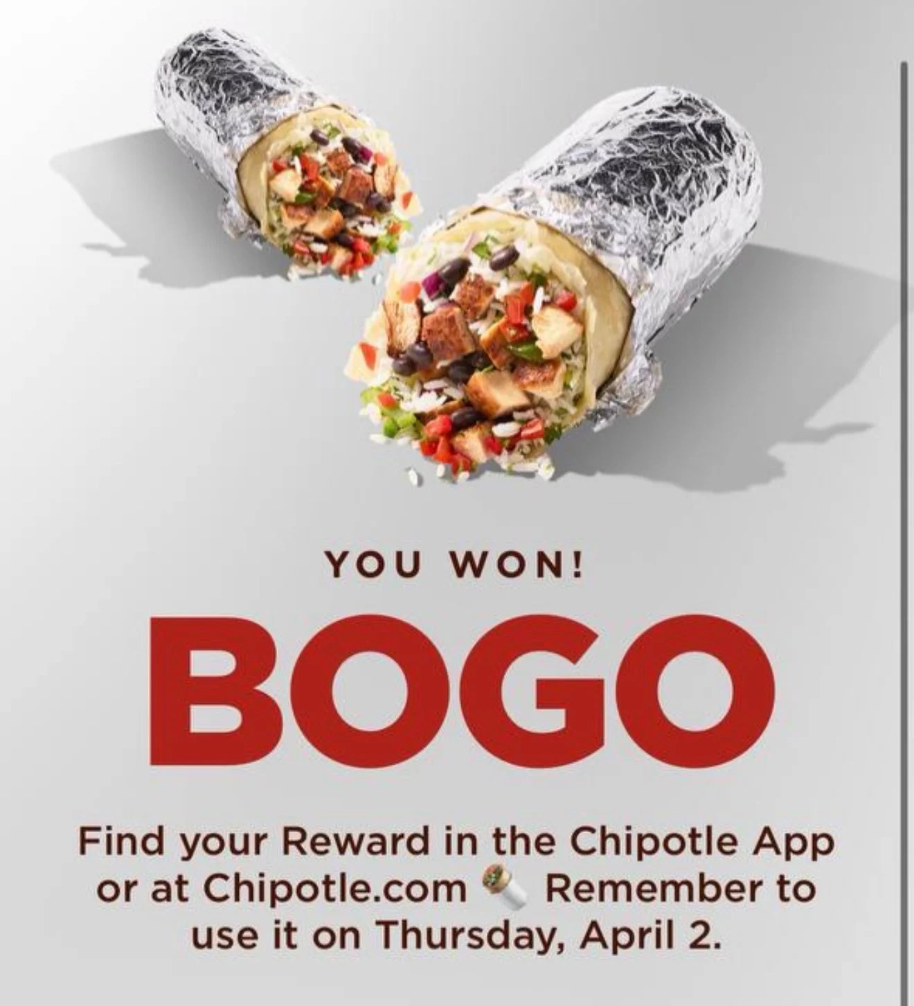 Chipotle Is Giving Away Bogo Free Codes Every Hour Now Through April 2