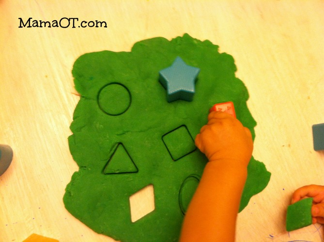 How to Make a Fine Motor Puzzle Out of Shapes and Play Dough