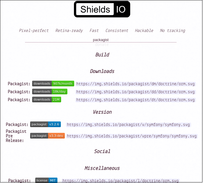 Shields.io quality metadata badges for open source projects Leonid