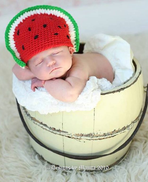 Watermelon Hat Crochet Pattern For Newborn Babies Children & Toddlers