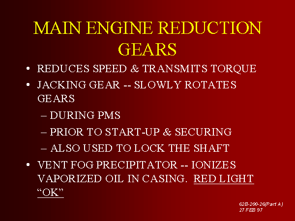 MAIN ENGINE REDUCTION GEARS