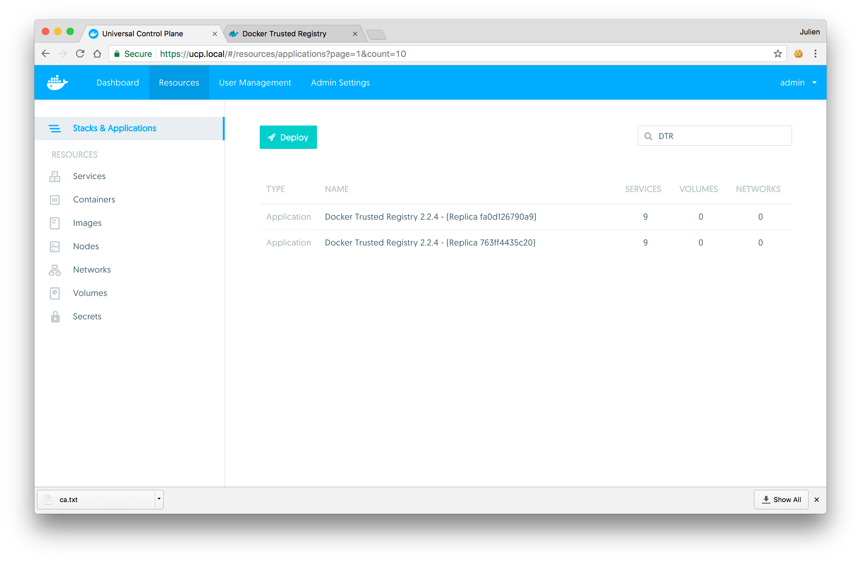 Monitor Docker Trusted Registry