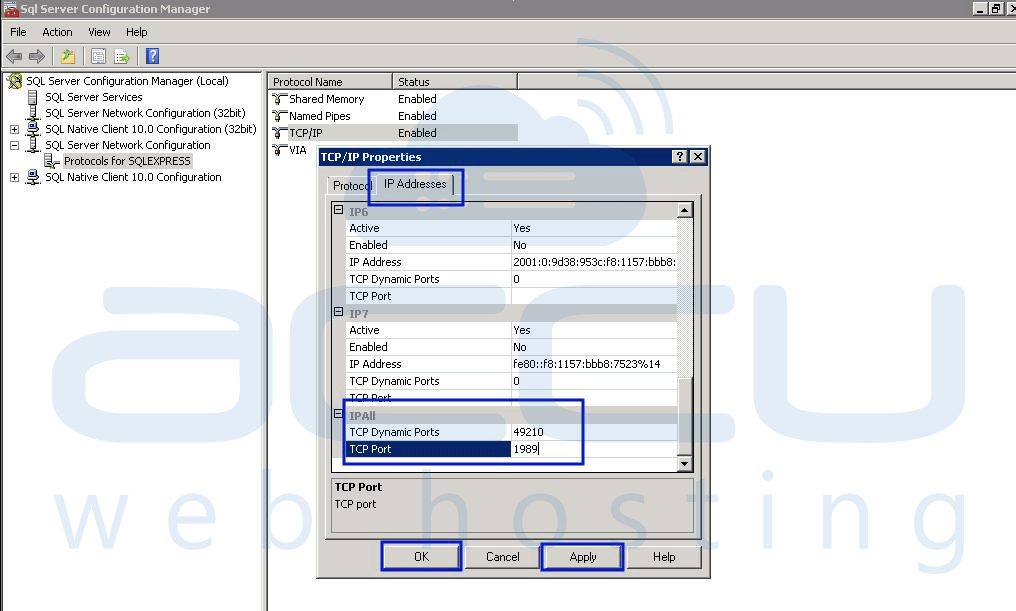 How to change port for MSSQL Server 2008? Knowledgebase AccuHosting