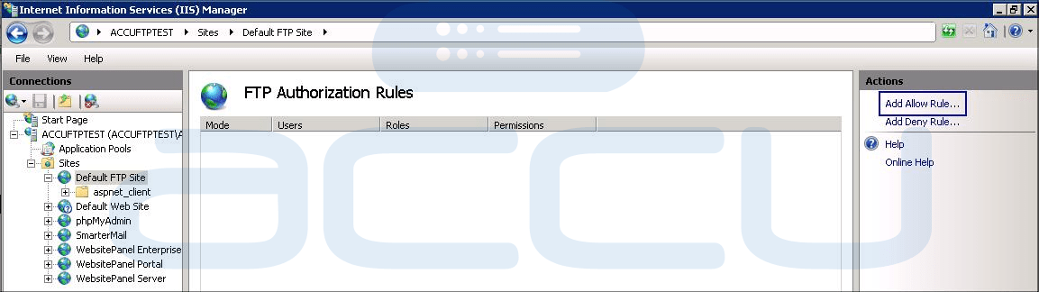FTP Error 530 User cannot log in, home directory inaccessible