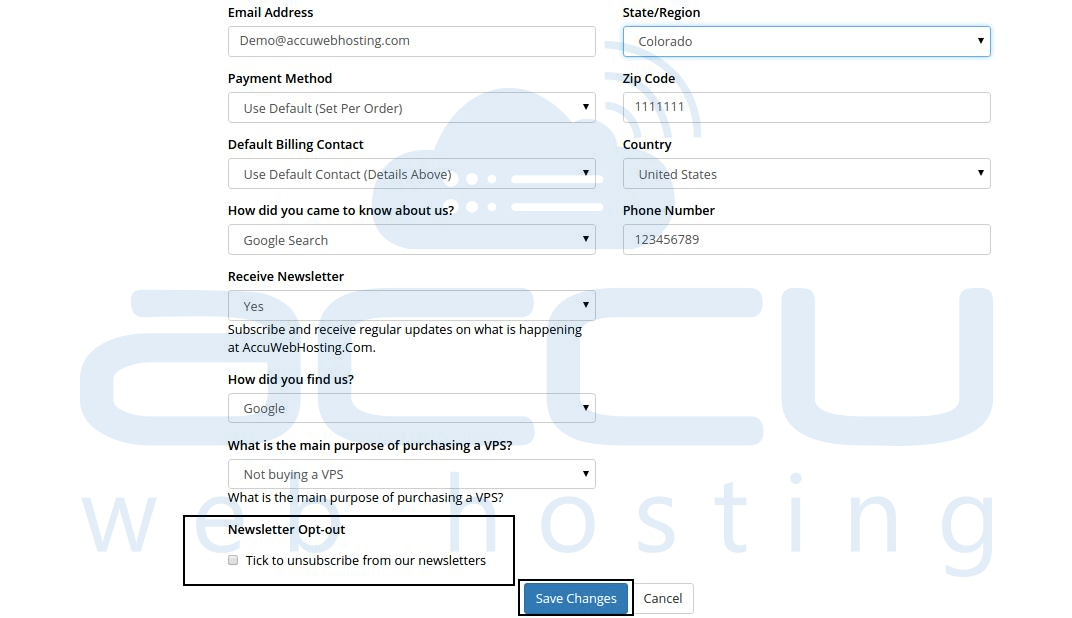 How to optout from our newsletters from client area? Knowledgebase