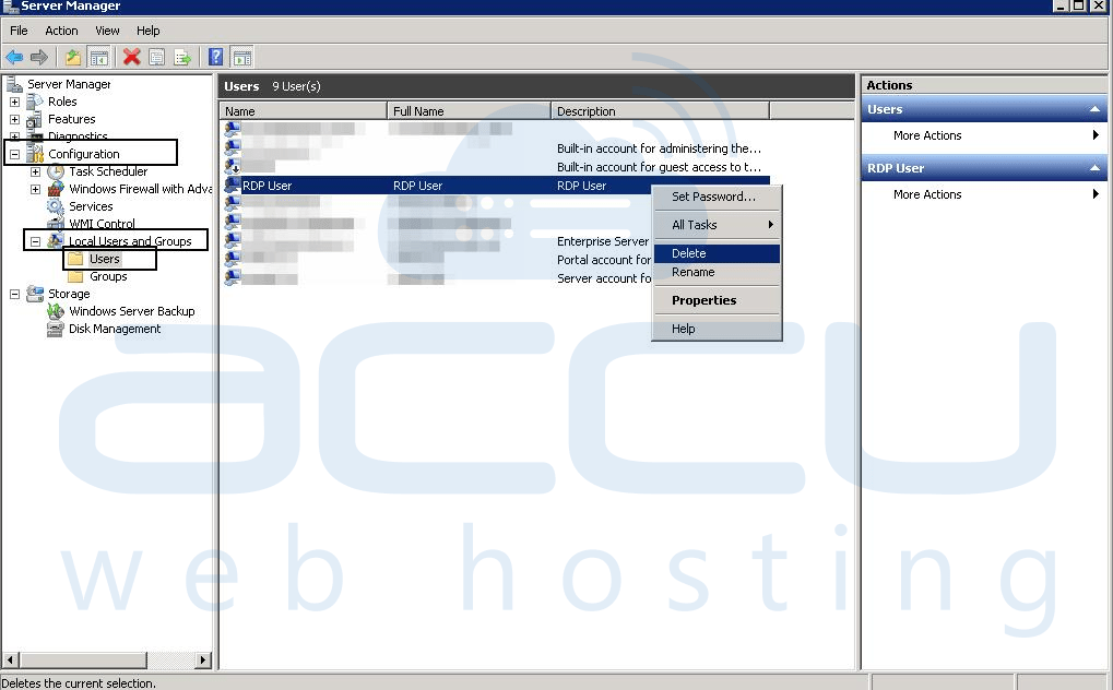 How to Remove a Remote Desktop User from Windows VPS? Windows VPS Hosting Accu Help Center