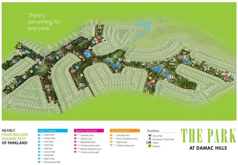 Green Acres Park Villas Master Plan at Damac Hills in Dubai
