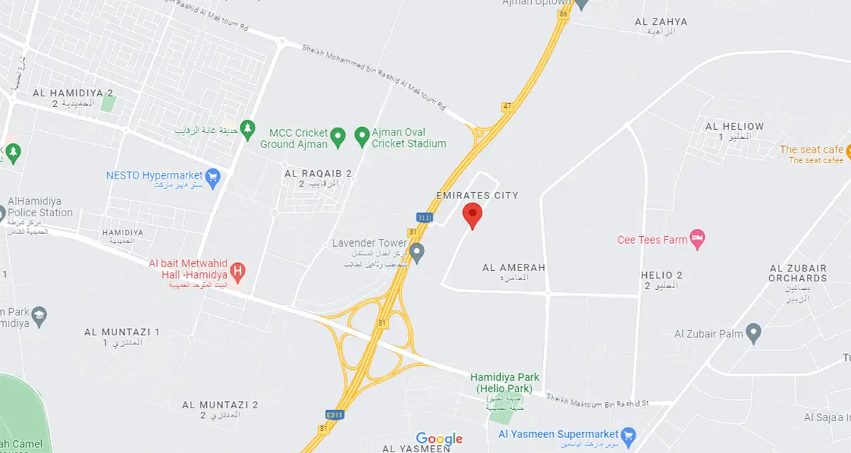 Gulf Tower Location Map Ajman, UAE