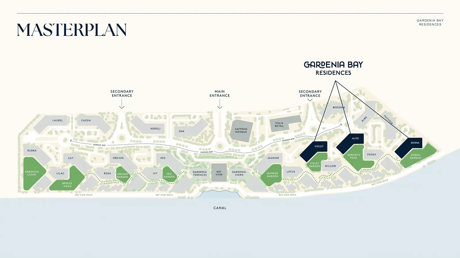 Gardenia Bay by Aldar Properties at Yas Island Master Plan