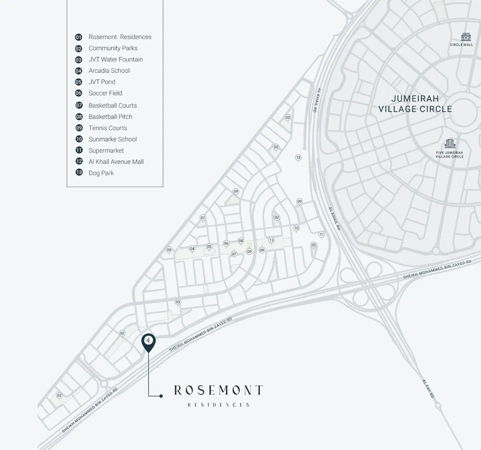 Rosemont Luxury Living Residences at JVT, Dubai Master Plan