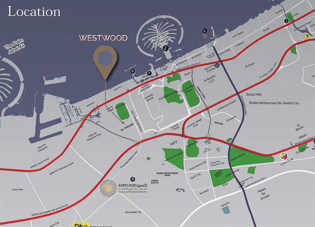 Westwood Residence at Al Furjan, Dubai Location Map