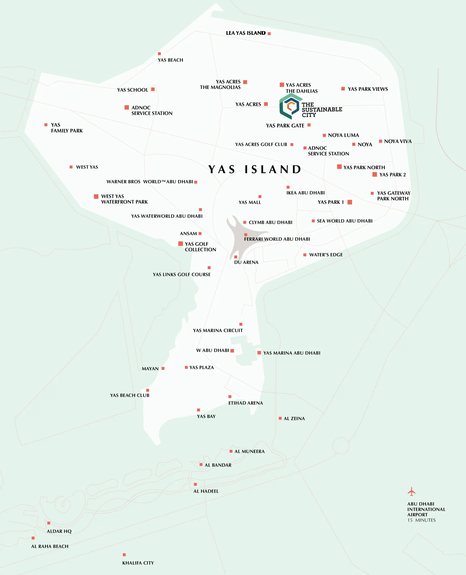 Aldar The Sustainable City at Yas Island, Abu Dhabi Location Map