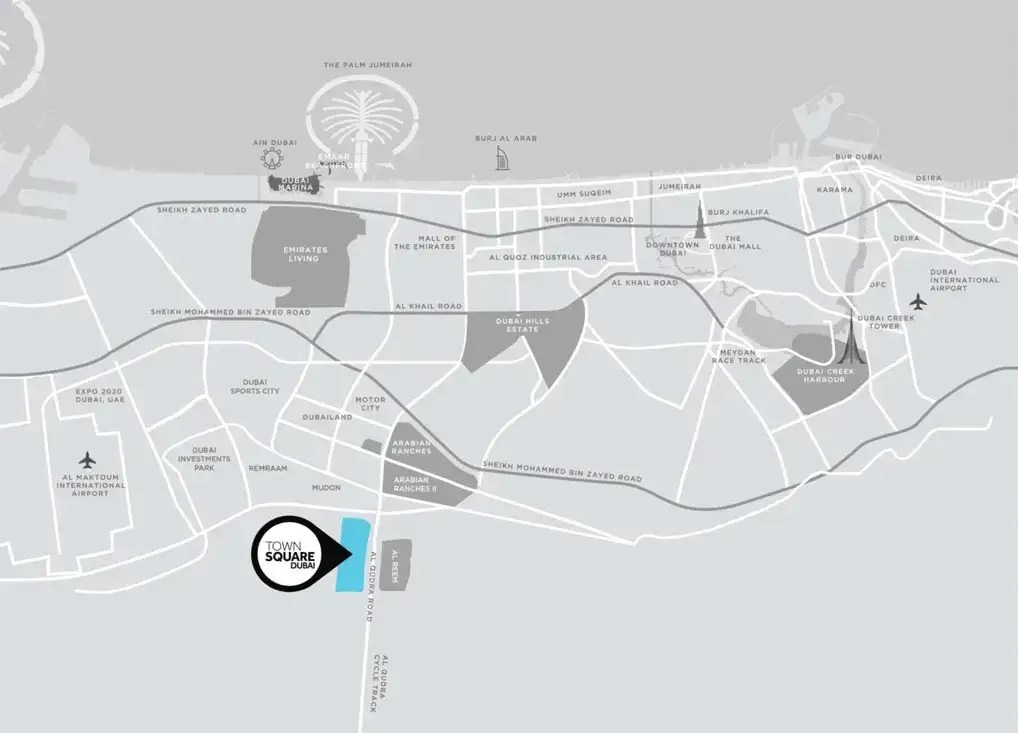 The Diplomat Residences at Town Square Dubai Location Map