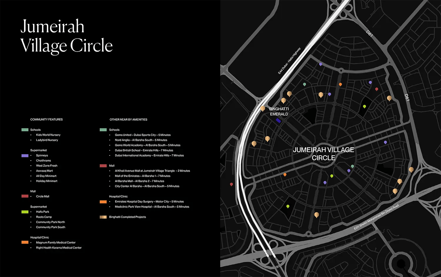 Binghatti Emerald at JVC, Dubai Location Map