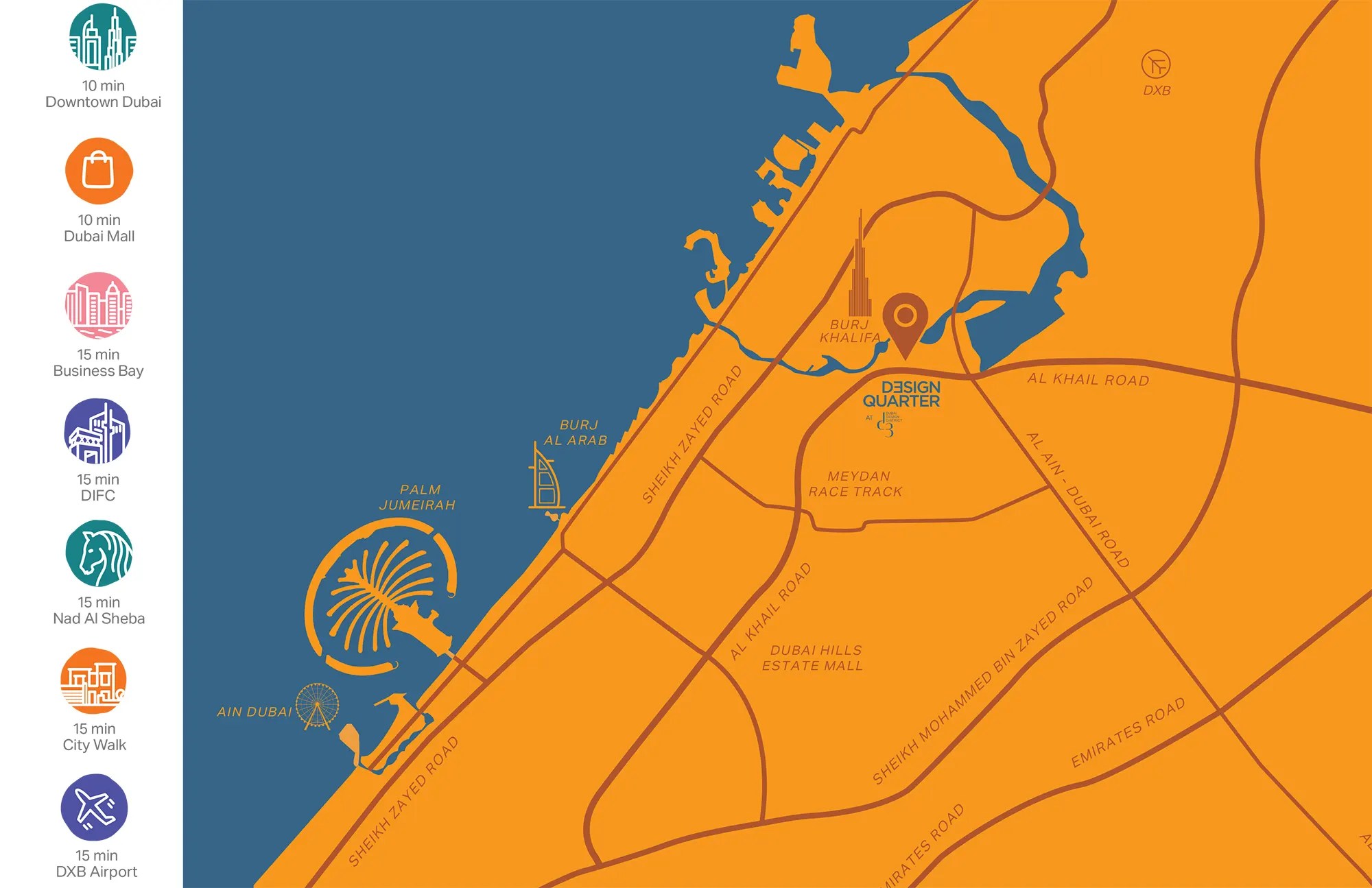 Meraas Design Quarter at Dubai Design District Location Map