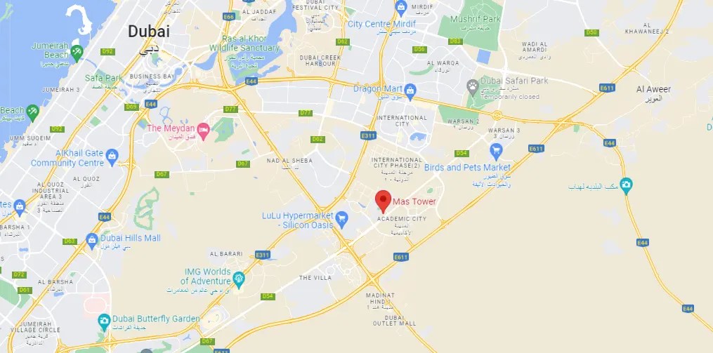 Mas Tower at Dubai Silicon Oasis (DSO) Location Map
