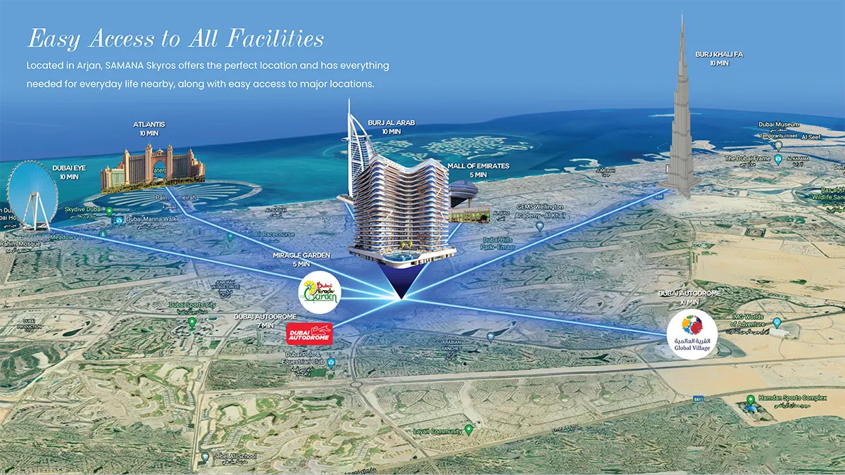 Samana Skyros at Arjan, Dubai Location Map