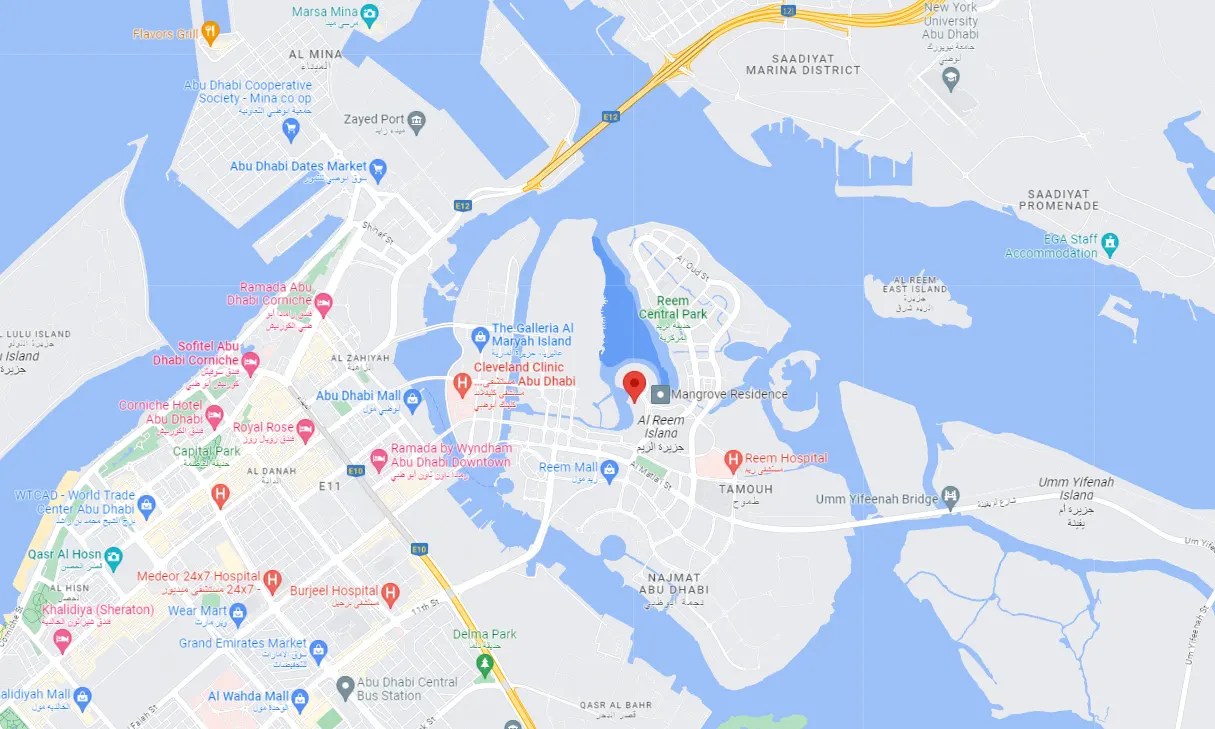 Radiant Square at Reem Island, Abu Dhabi Location Map