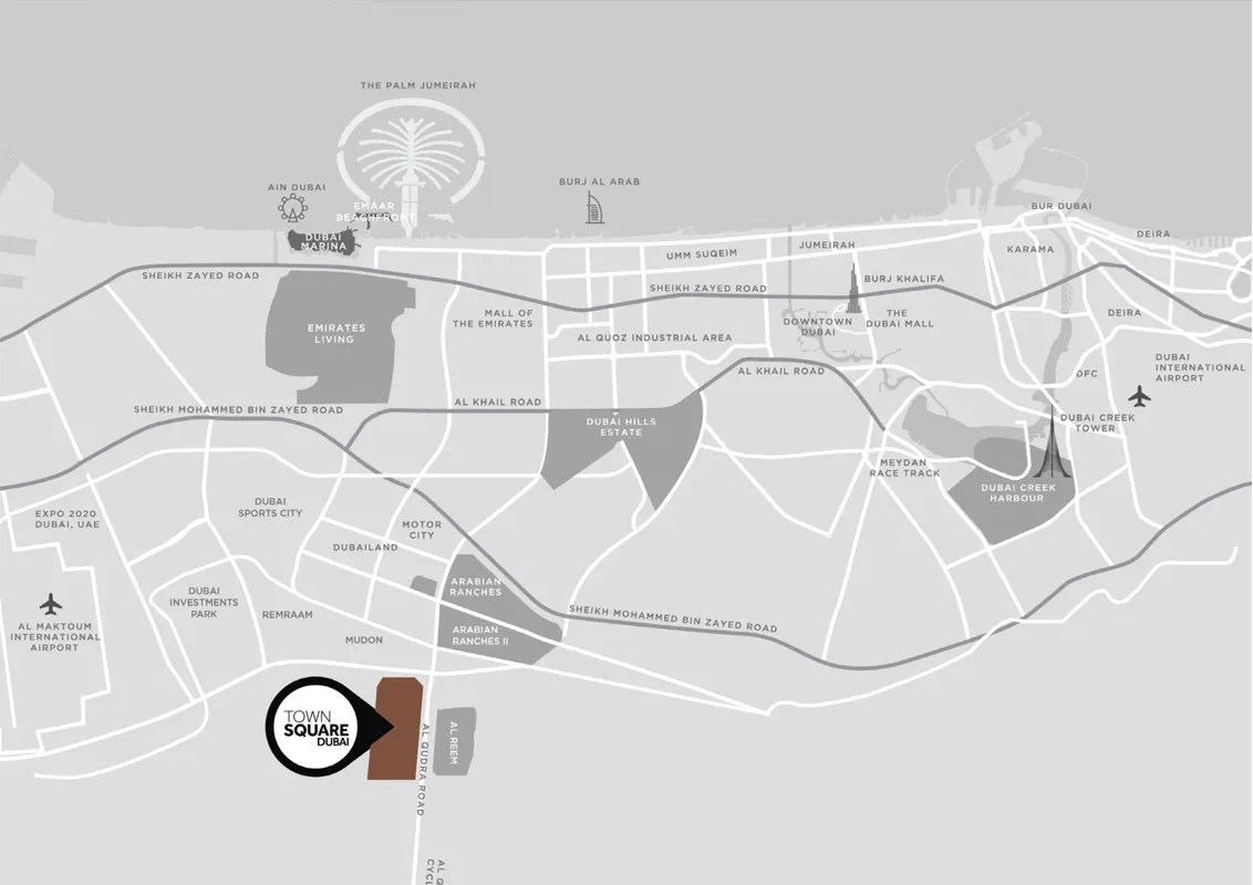 Symphony On The Park at Town Square Dubai Location Map