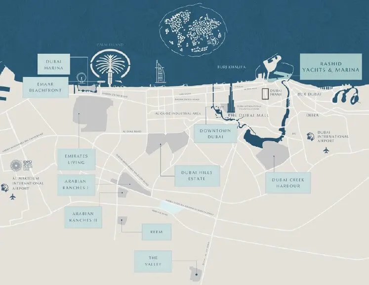 Bayline & Avonlea at Rashid Yachts & Marina Location Map