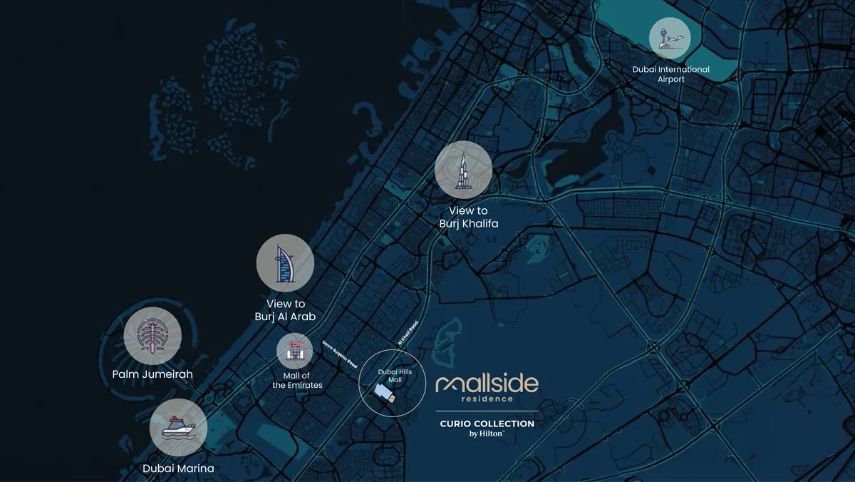 Mallside Residence at Dubai Hills Estate, Dubai Location Map