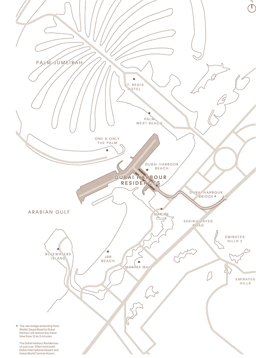 Dubai Harbour Beachfront Residences Location Map
