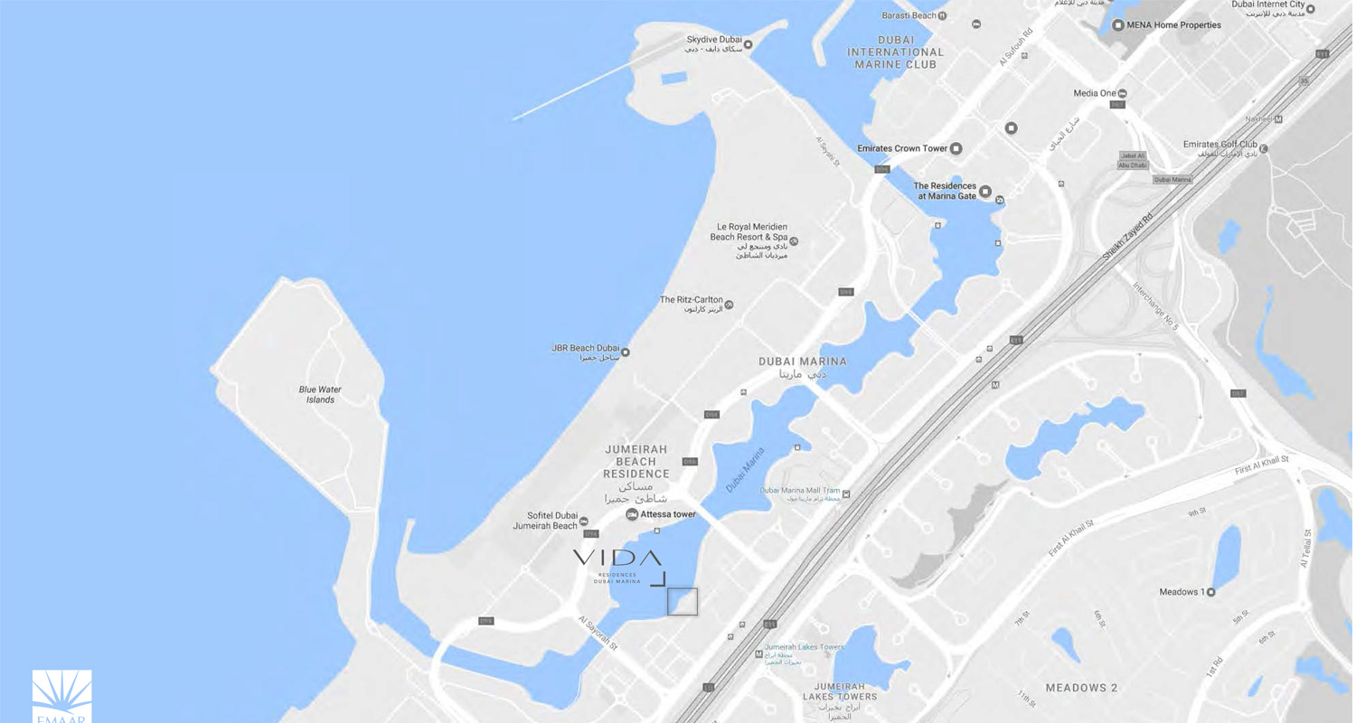 Vida Residences Dubai Marina Location Map