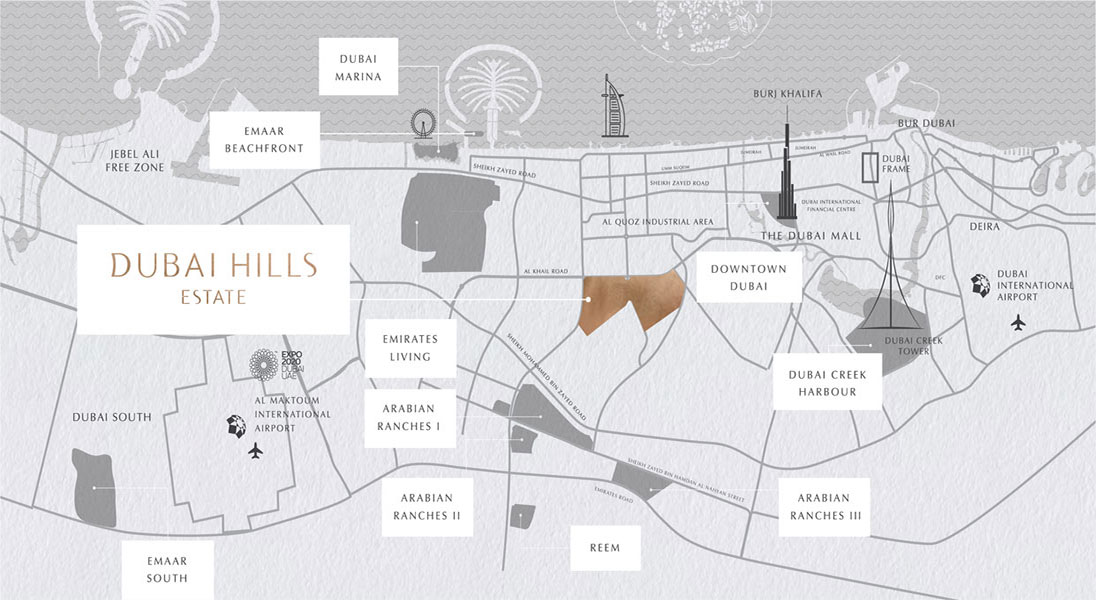 Emaar Rove Hotels at Dubai Hills Estate Location Map