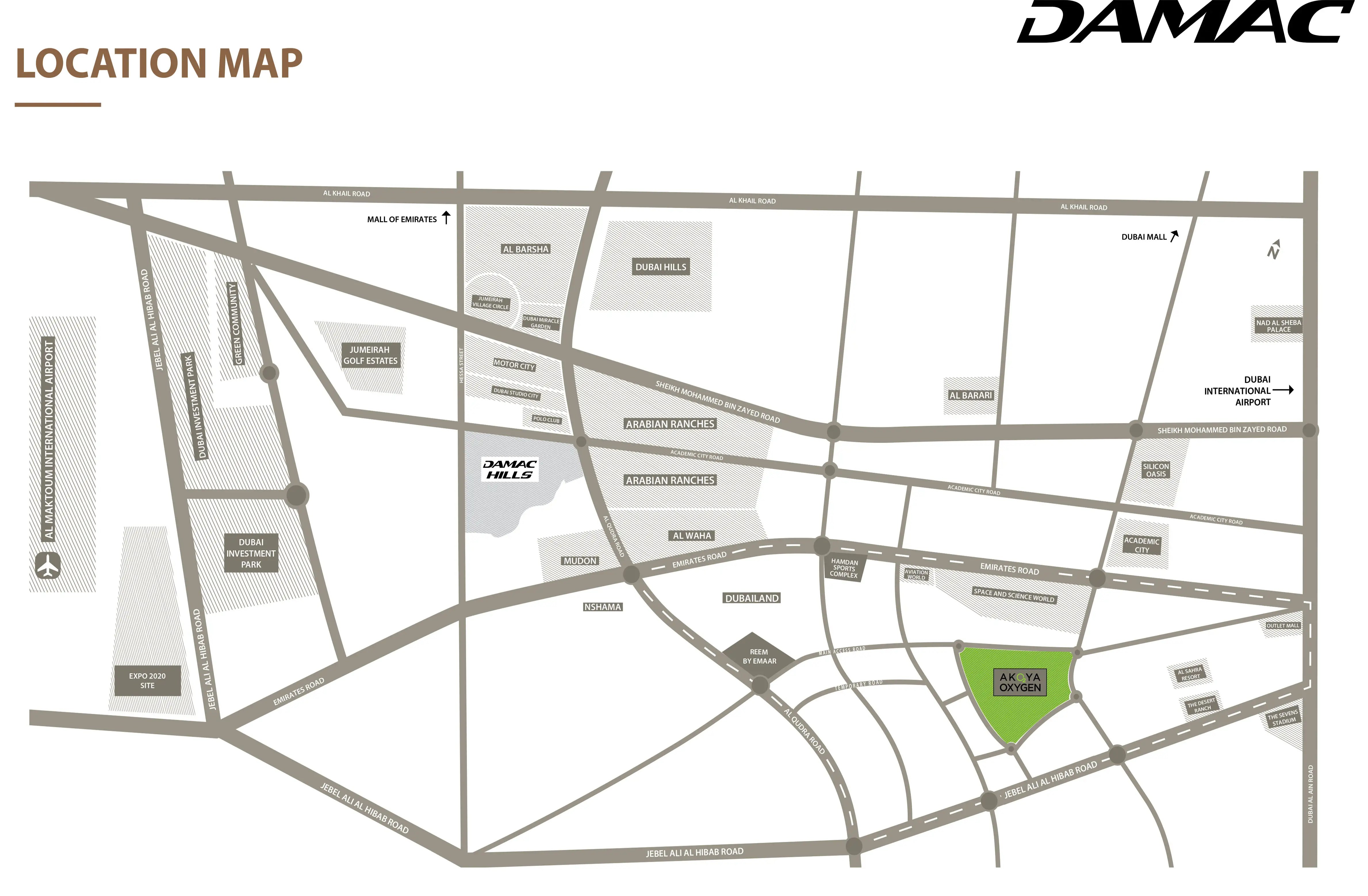 Damac Bait Al Aseel Villas Location Map