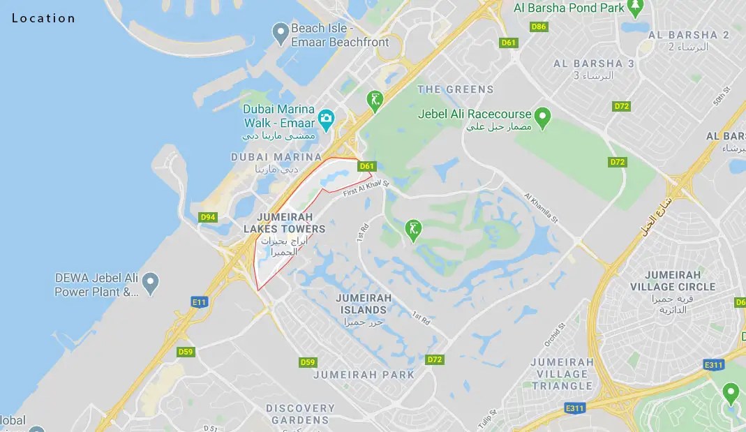Lake View Tower by Damac in JLT, Dubai Location Map