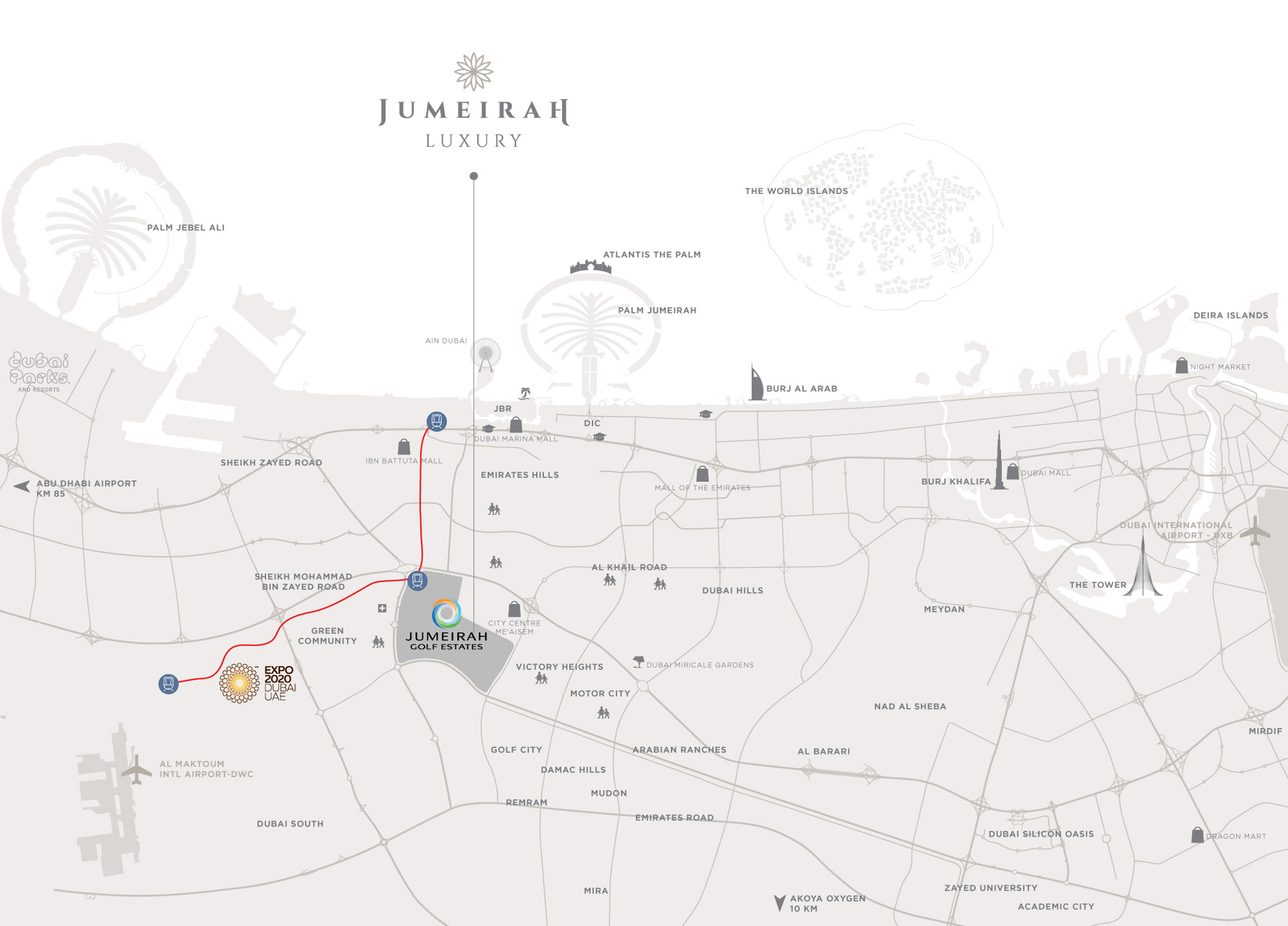Jumeirah Luxury Living Location Map