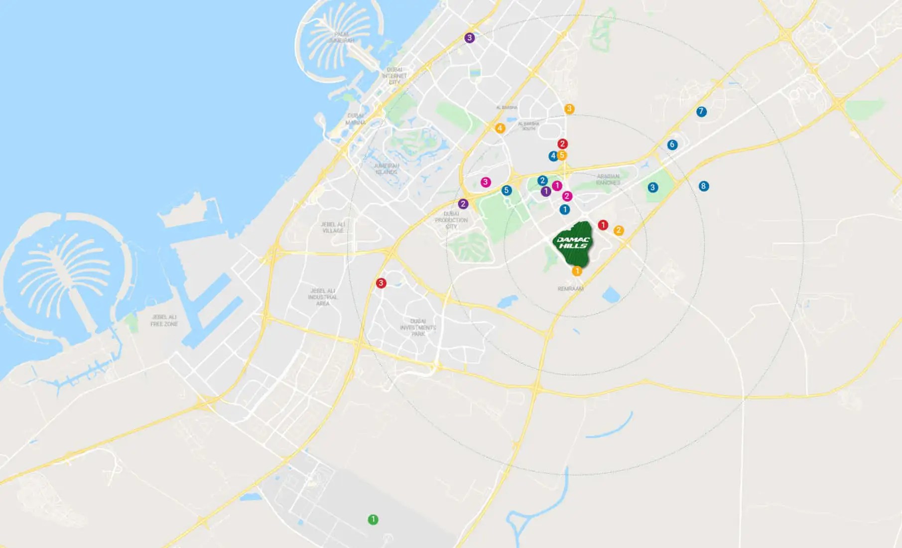 Belair Phase 2 at Damac Hills Location Map