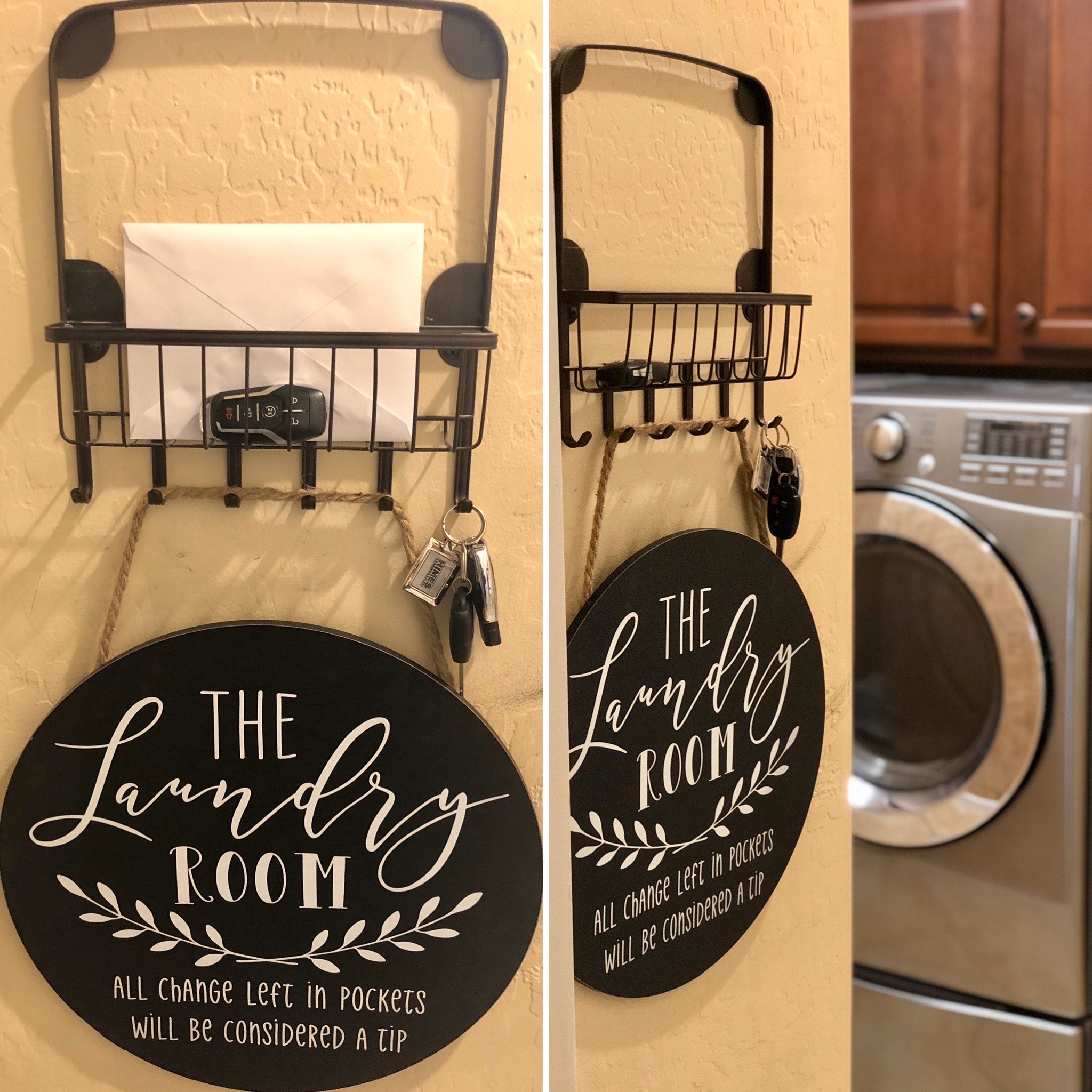 laundry room sign key holder