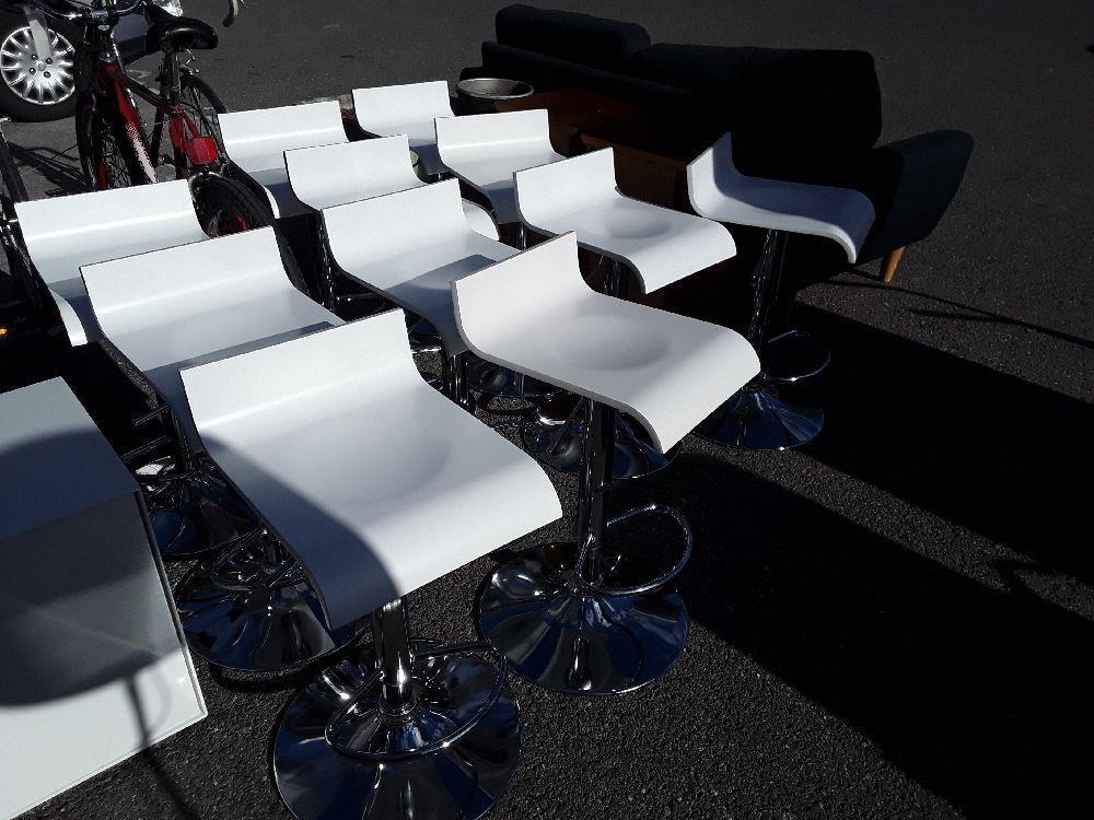 Tabouret De Bar Vague Reglable Assise Bois Blanc Occasion Troc Annecy