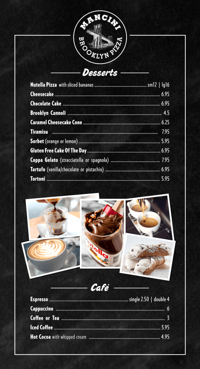 Mancini Pizza Menu Take Out and Delivery Order Online