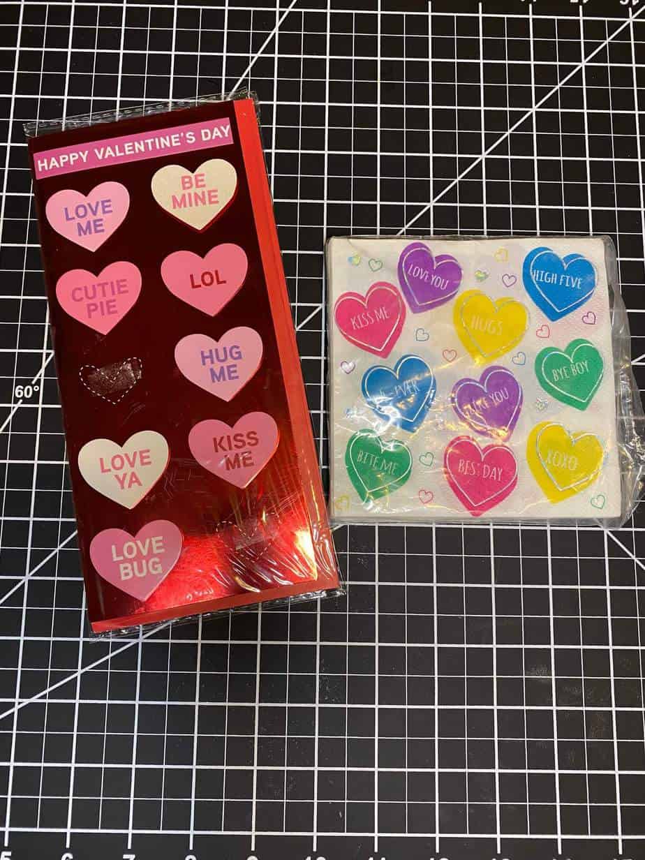 Conversation Heart Napkin Dollar Tree "Love" Sign Makeover