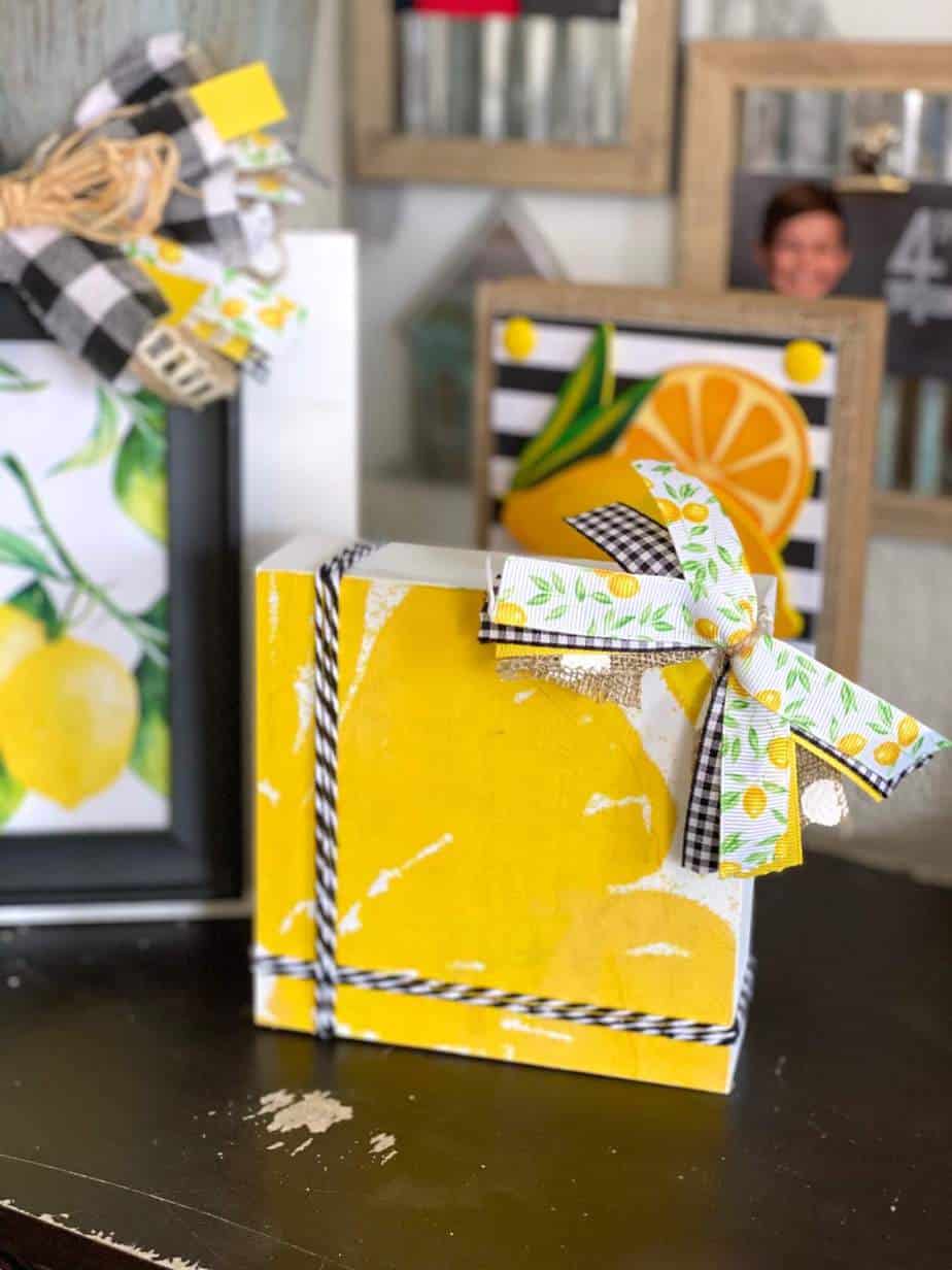 Easy Dollar Tree Lemon Napkin Shelf Sitter Manda Panda Projects