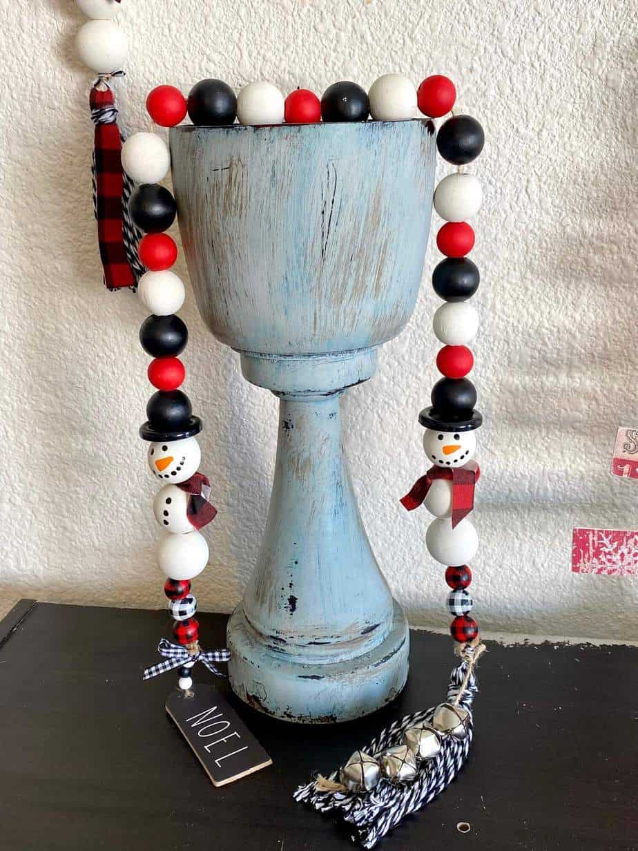 Snowman Wood Bead Garland Manda Panda Projects