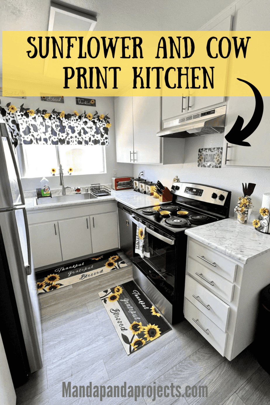 Sunflower and Cow Print Kitchen Inspo Manda Panda Projects