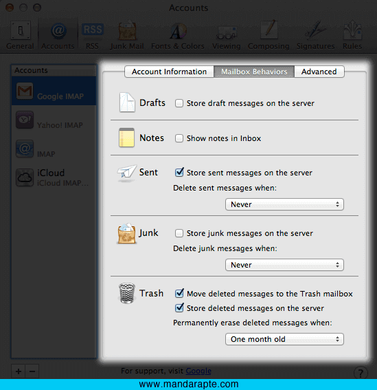Preferred Apple Mail Settings for GMail (Google Mail