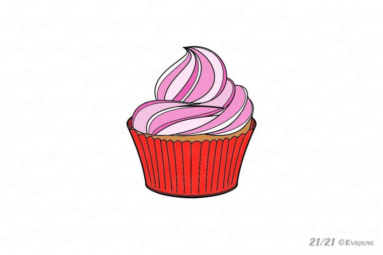 как нарисовать пирожное поэтапно