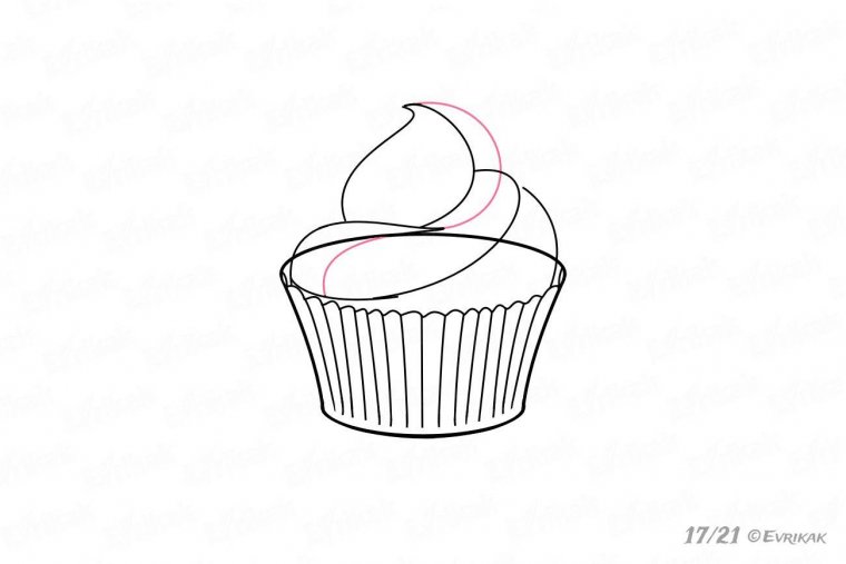 как нарисовать пирожное поэтапно