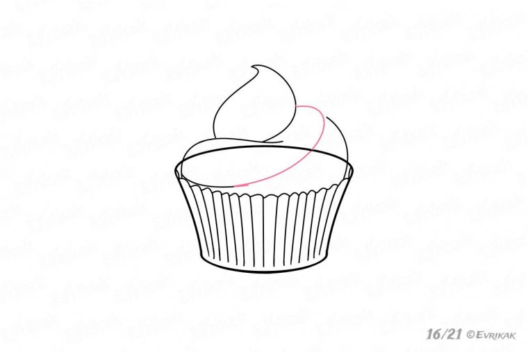 как нарисовать пирожное поэтапно